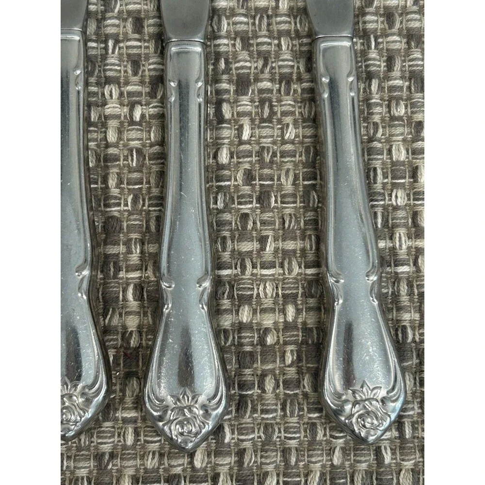 Oneida Arbor Rose True Rose Dinner Knives Stainless Steel Flatware Set Of 7